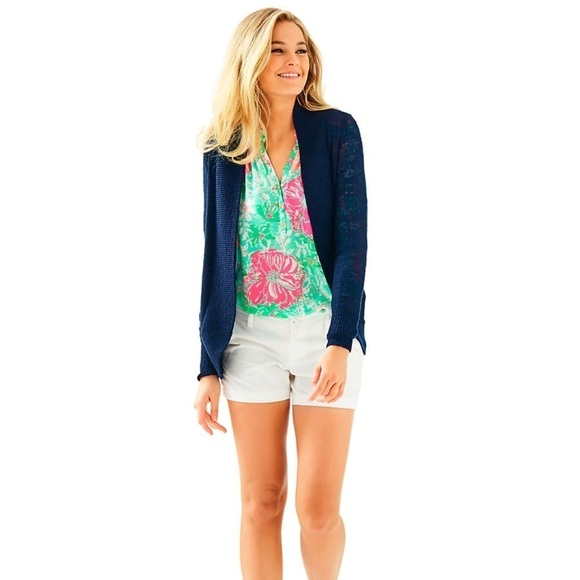 Lilly Pulitzer Amalie Open Front Cardigan.  Navy Blue XXS - Picture 1 of 8